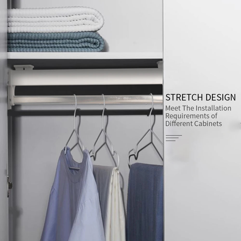 Pull-Out Closet Valet Rod Adjustable Wardrobe Clothing Rail Top Mount Wardrobe Hanger Rack Bar Ball Bearing Slide Heavy Duty