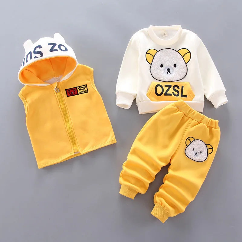 Winter Baby Boy Girl Clothes Christmas Child Clothing Suits Coat Pants 3 pcs Cotton Suits Children Clothing Sets Track suits
