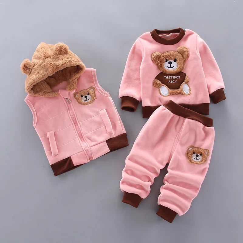 Winter Baby Boy Girl Clothes Christmas Child Clothing Suits Coat Pants 3 pcs Cotton Suits Children Clothing Sets Track suits