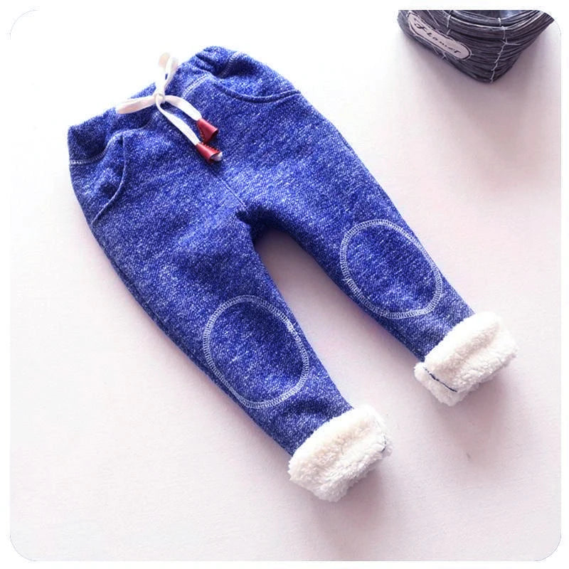 BibiCola New Baby Pants Thick Winter Baby Child Trousers Star Pants Children Leggings Kids Thick Velvet Pants Boys Warm Trousers