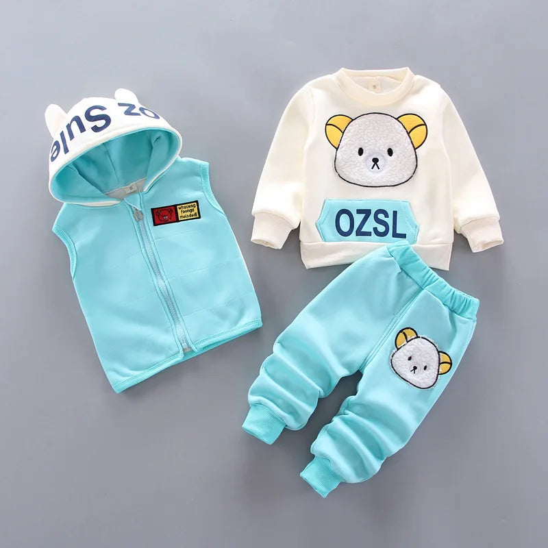 Winter Baby Boy Girl Clothes Christmas Child Clothing Suits Coat Pants 3 pcs Cotton Suits Children Clothing Sets Track suits