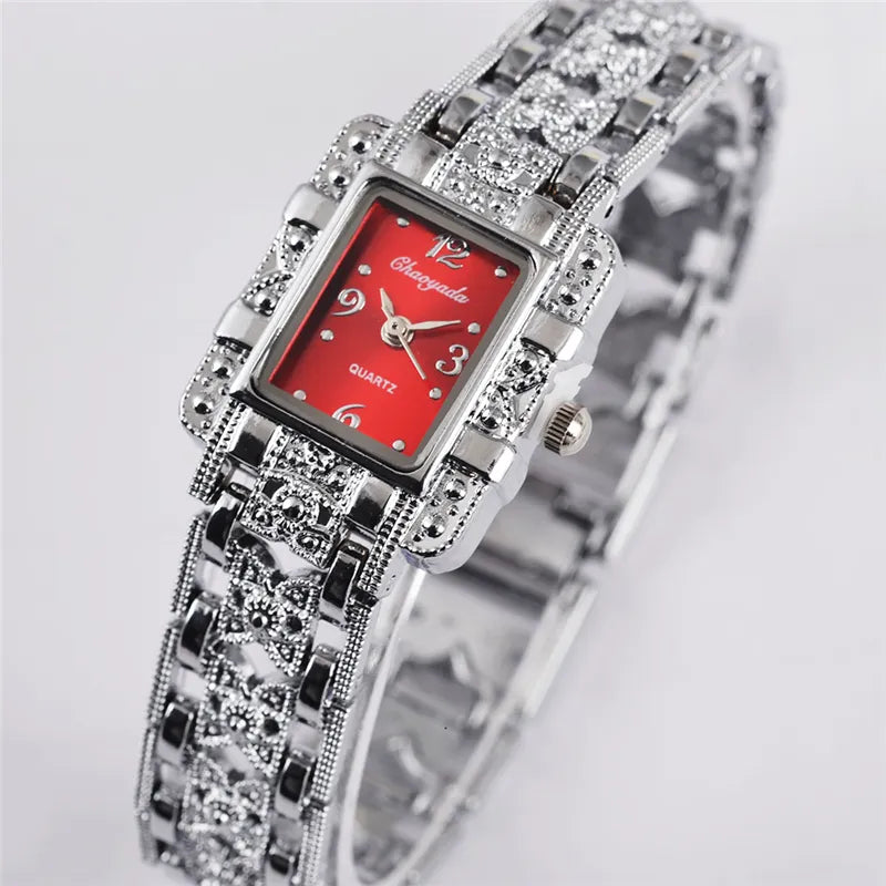 Women Watch Rectangle Dial Silver Stainless Steel Crystal Watches Fashion Quartz For Women ladies major relojes Hot Sale Relojes