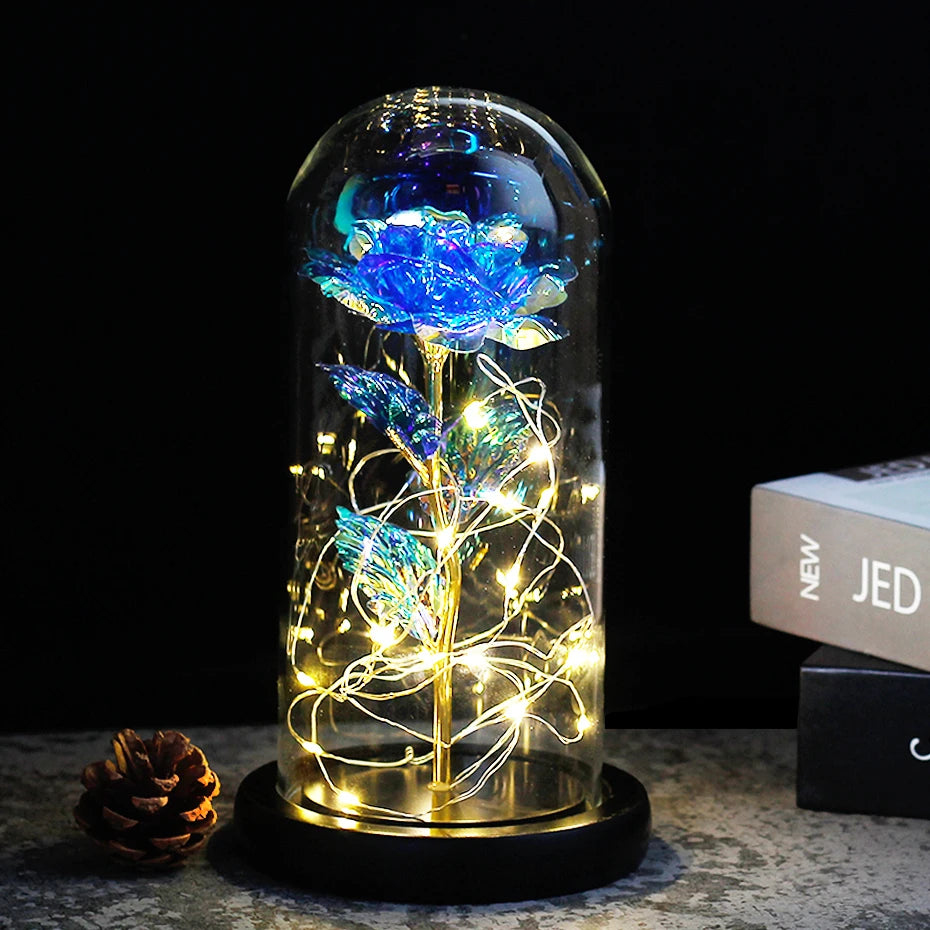 Beauty And The Beast Mother's Day Rose LED Enchanted Rose Eternal Flower Lights In Dome For Christmas Valentine's Day Gift