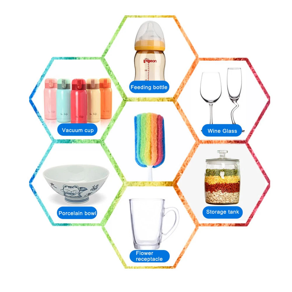 Detachable Water Bottle Cup Mug Glass Washing Sponge Cleaning Brush Scrubber With Handle Cleaning Utensils Brush Glass