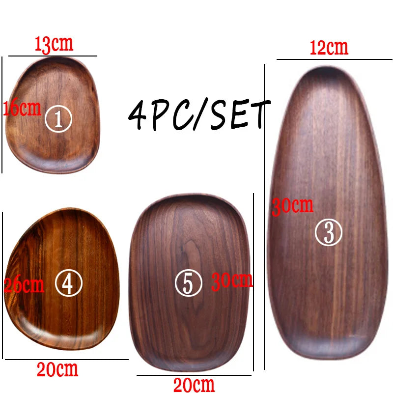 Whole Wood lovesickness Wood Irregular Oval Solid Wood Pan Plate Fruit Dishes Saucer Tea Tray Dessert Dinner Plate Tableware Set