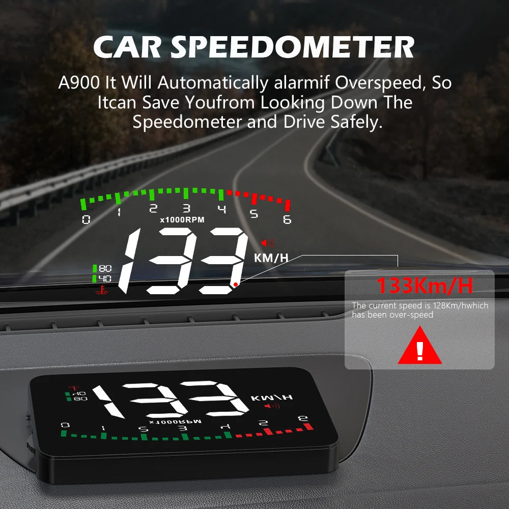 WIIYII A900 OBD2 HUD Auto Accessories Head Up Display Speed RPM car electronic accessorie Gadgets Inteligentes Projector in car