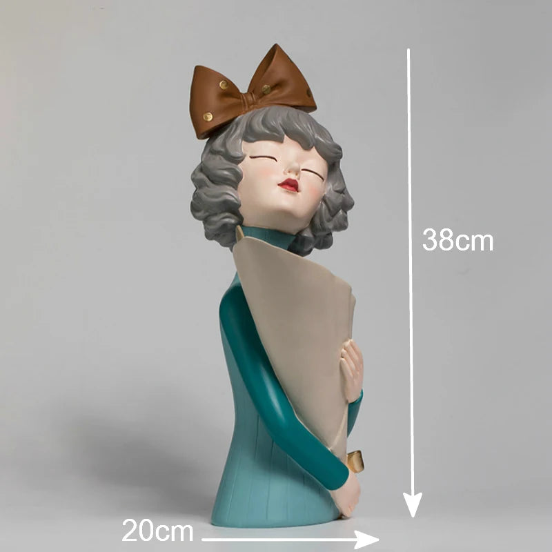 Cute creative Bouquet Girl Ornaments Sculpture Statue gifts Living Room TV cabinet Flower arrangement Modern Home Decoration