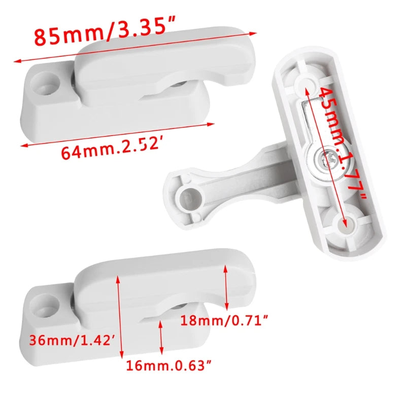 2021 New Plastic Child Safe Security Window Door Sash Lock Safety Lever Handle Sweep Latch