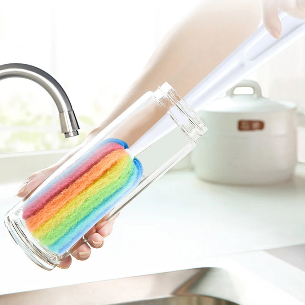 Detachable Water Bottle Cup Mug Glass Washing Sponge Cleaning Brush Scrubber With Handle Cleaning Utensils Brush Glass