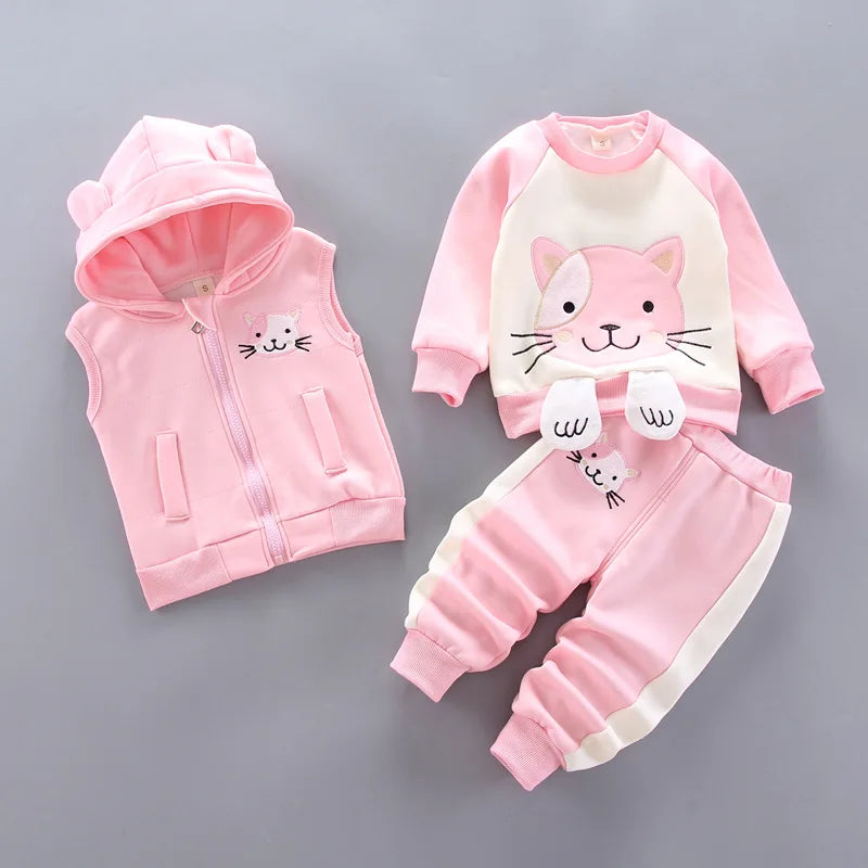Winter Baby Boy Girl Clothes Christmas Child Clothing Suits Coat Pants 3 pcs Cotton Suits Children Clothing Sets Track suits