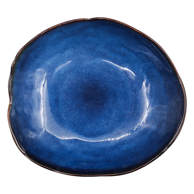 KINGLANG 1/2/4 Pcs Nordic Ceramic Food Dish Plate Household Pottery Irregular Dish Salad Platter Dish Dinnerware