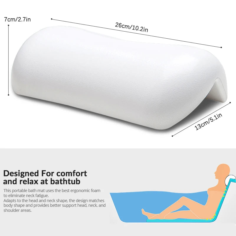 SPA Bath Pillow Non-slip Bathtub Headrest Soft Waterproof Bath Pillows with Suction Cups Easy To Clean Bathroom Accessories