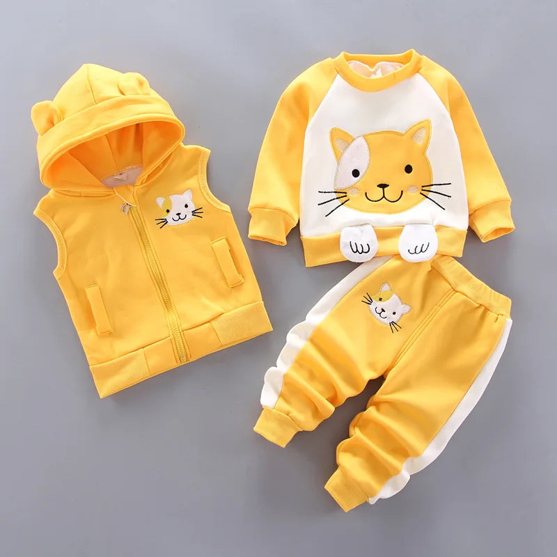 Winter Baby Boy Girl Clothes Christmas Child Clothing Suits Coat Pants 3 pcs Cotton Suits Children Clothing Sets Track suits