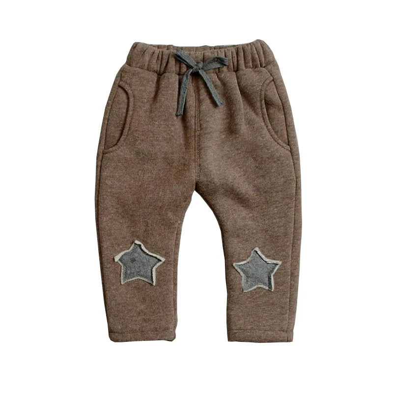 BibiCola New Baby Pants Thick Winter Baby Child Trousers Star Pants Children Leggings Kids Thick Velvet Pants Boys Warm Trousers