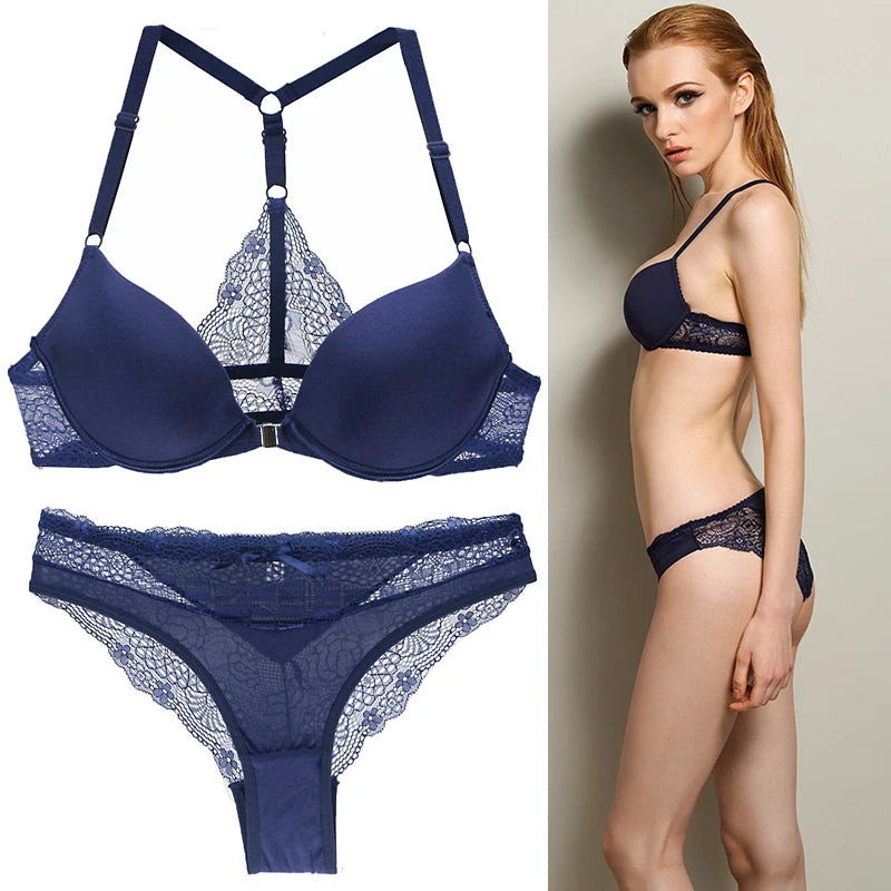 Hot Sale 8 Color Sexy Elegant ABC Cup Bra and Panty Set Women Bras Sets Lady Underwear Push Up Lingeries Brief Thong