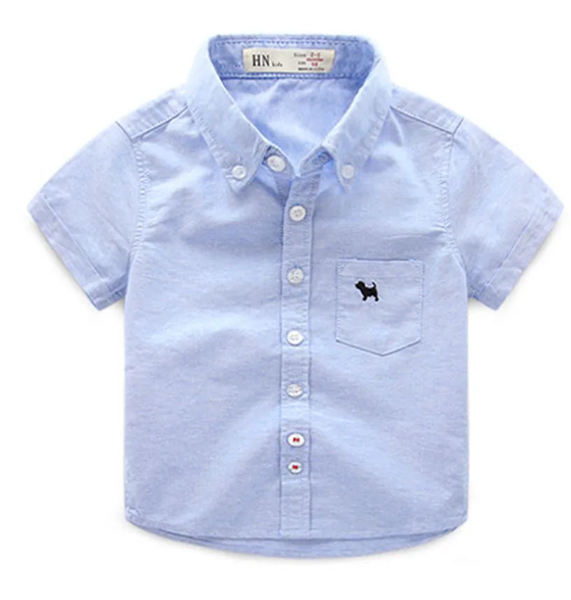 Hot Summer Children's Clothes Baby Boys Shirts Solid Short Sleeve Cotton Kids Shirts for Boys Girls Child Causal Shirt Top Gift