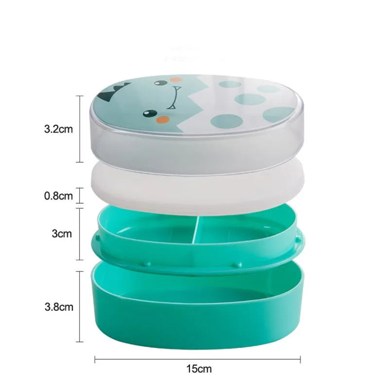 Protable Cartoon Lunch Box 700ml Child Microwave Bento Boxes Kids Food Container Dinnerware Lunchbox Cutlery Eco-Friendly
