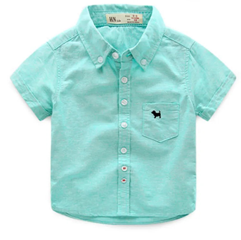 Hot Summer Children's Clothes Baby Boys Shirts Solid Short Sleeve Cotton Kids Shirts for Boys Girls Child Causal Shirt Top Gift
