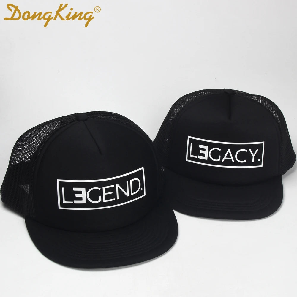 DongKing Trucker Hat LEGEND Hats LEGACY Print Cap Father Son Trucker Dad Gift Daughter Kids Child Baby Mesh Baseball Caps Gift