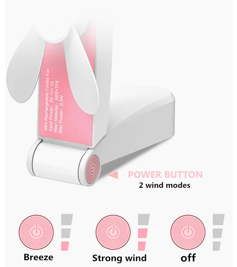 Usb Mini Fold Fan Electric Portable Hold Small Air Cooler Originality Charging Household Electrical Appliances Desktop Ventilado