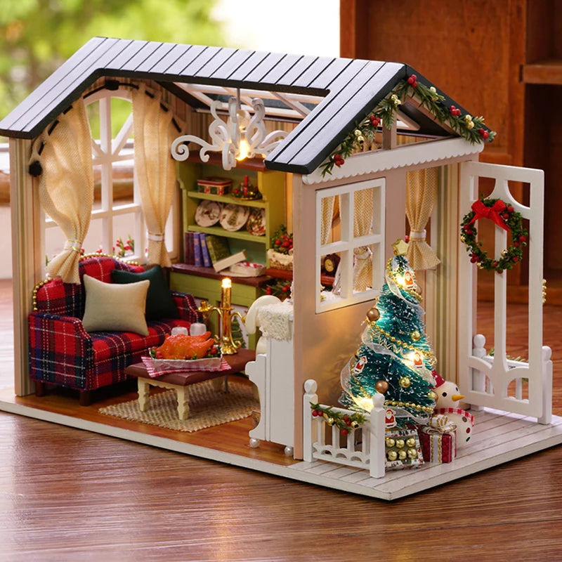 CUTEBEE Doll House Miniature DIY Dollhouse With Furnitures Wooden House Toys For Children Holiday Times Z009