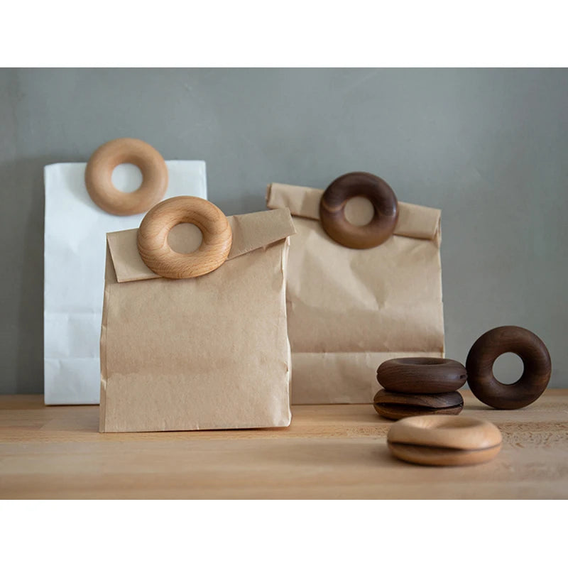 Wood Bag Clips Bag Sealer Nordic Doughnut Shape Gadgets Inteligentes Snacks Food Clip Kitchen Storage Organization Kitchen Tools