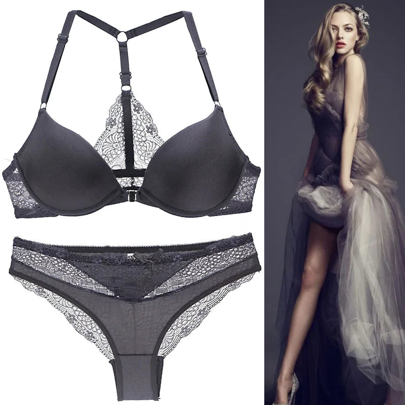 Hot Sale 8 Color Sexy Elegant ABC Cup Bra and Panty Set Women Bras Sets Lady Underwear Push Up Lingeries Brief Thong