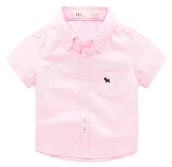 Hot Summer Children's Clothes Baby Boys Shirts Solid Short Sleeve Cotton Kids Shirts for Boys Girls Child Causal Shirt Top Gift