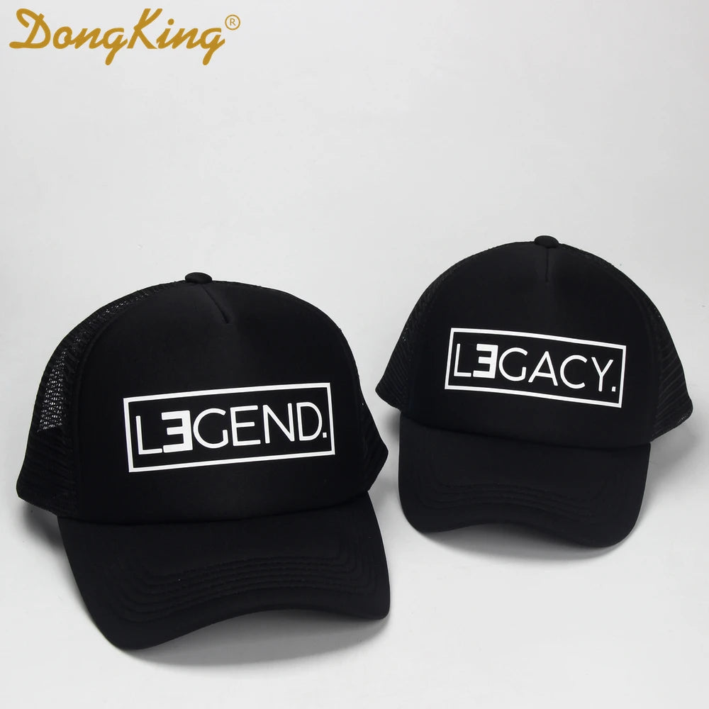 DongKing Trucker Hat LEGEND Hats LEGACY Print Cap Father Son Trucker Dad Gift Daughter Kids Child Baby Mesh Baseball Caps Gift