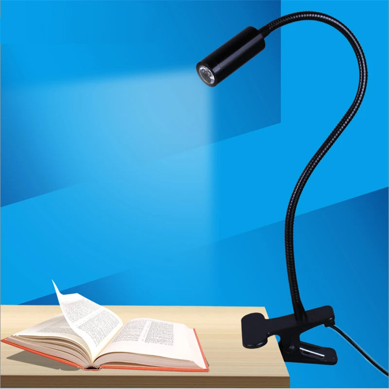 Free shipping LED desk lamp,clamp reading lamp, 30/40/50cm 3W Flexible led table light ,high brightness clip spot lamp TD-005