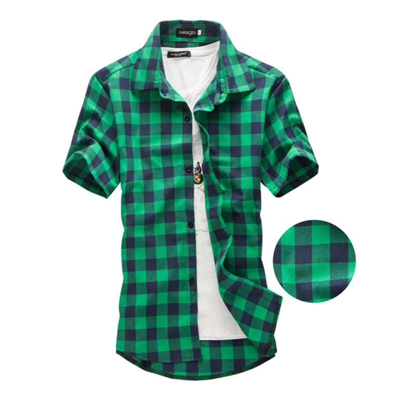 Red And Black Plaid Shirt Men Shirts 2023 New Summer Spring Fashion Chemise Homme Mens Dress Shirts Short Sleeve Shirt Men
