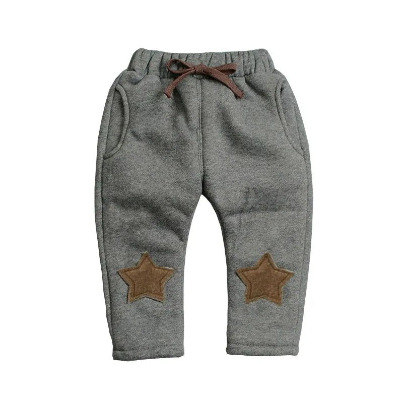 BibiCola New Baby Pants Thick Winter Baby Child Trousers Star Pants Children Leggings Kids Thick Velvet Pants Boys Warm Trousers