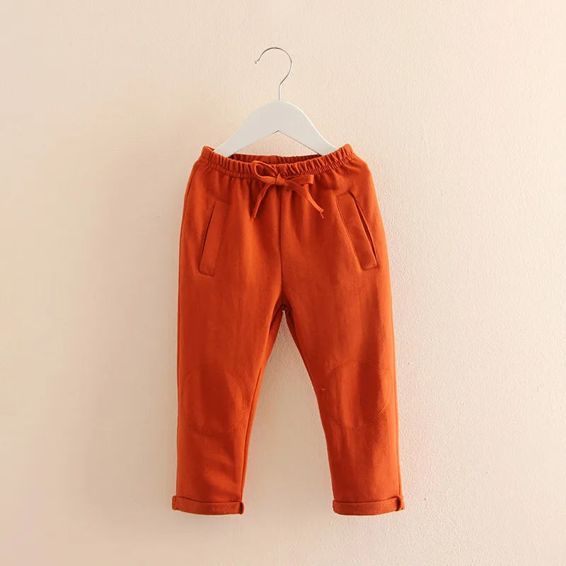 2022 Spring Autumn 2-7 8 9 10 Years Solid Color Cotton Drawstring Child Baby Kids Unisex Sports Long Trousers Pants For Boy Girl