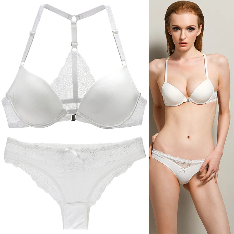 Hot Sale 8 Color Sexy Elegant ABC Cup Bra and Panty Set Women Bras Sets Lady Underwear Push Up Lingeries Brief Thong
