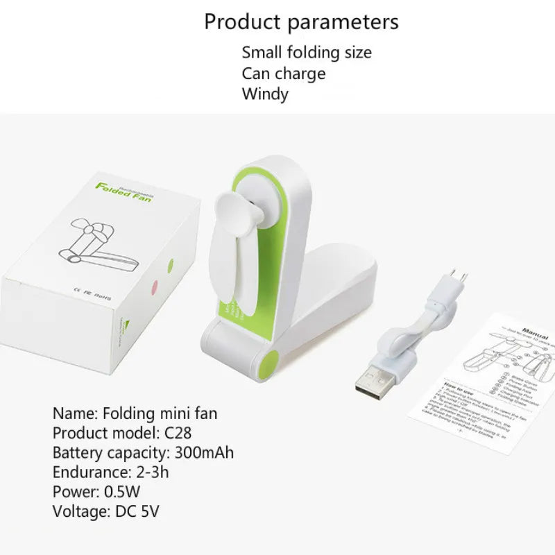 Usb Mini Fold Fan Electric Portable Hold Small Air Cooler Originality Charging Household Electrical Appliances Desktop Ventilado