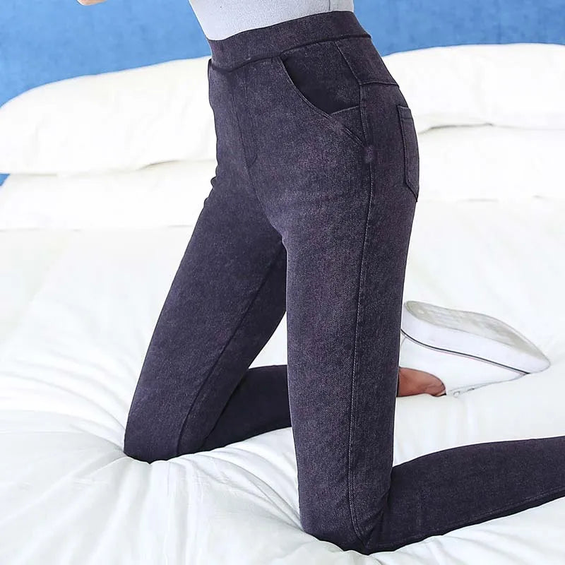 lady casual Slim fitted Stretch Denim pant Skinny pocket blue black Jeans ankle Jeggings leggings for women Pencil Pants
