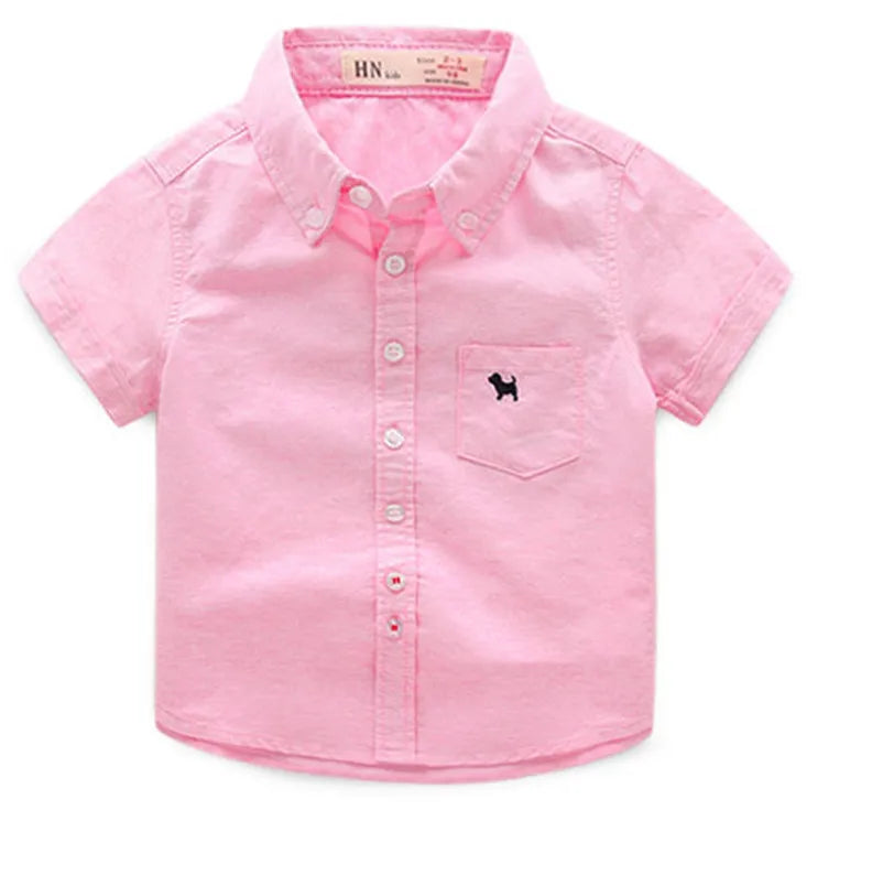 Hot Summer Children's Clothes Baby Boys Shirts Solid Short Sleeve Cotton Kids Shirts for Boys Girls Child Causal Shirt Top Gift