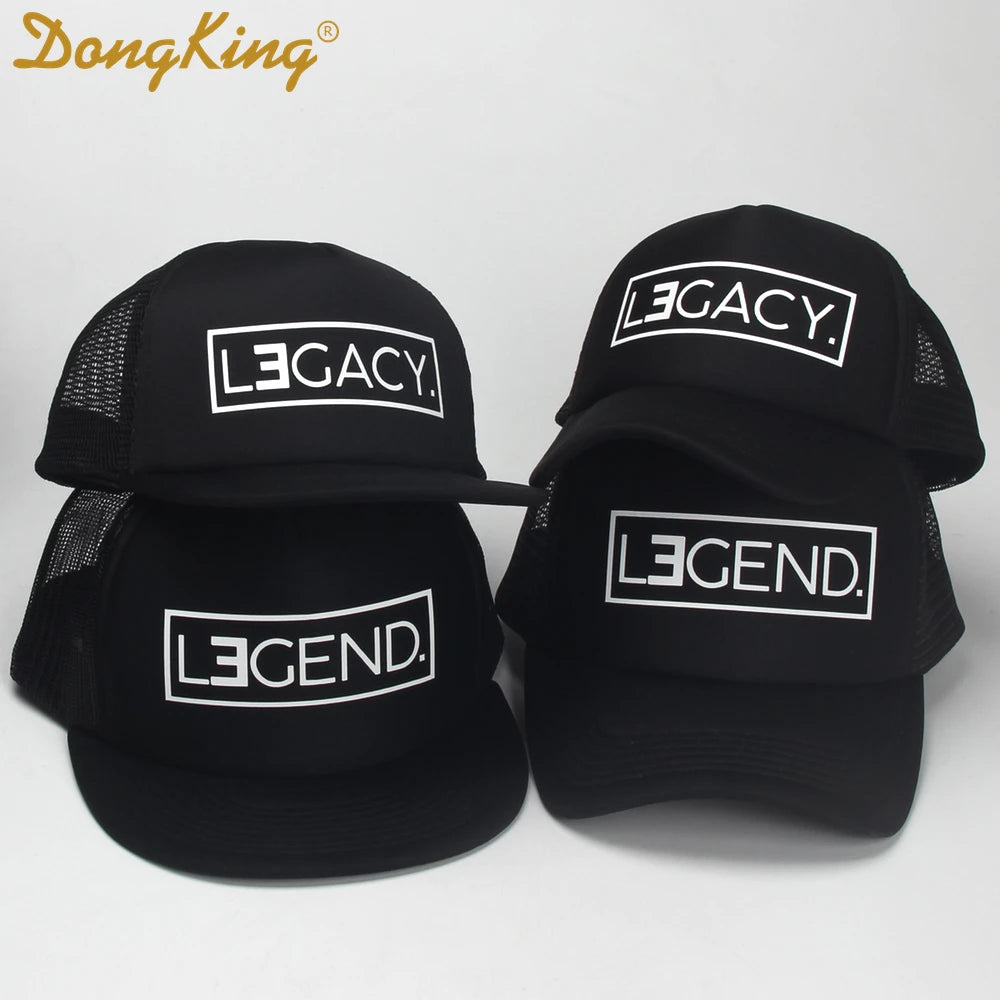 DongKing Trucker Hat LEGEND Hats LEGACY Print Cap Father Son Trucker Dad Gift Daughter Kids Child Baby Mesh Baseball Caps Gift