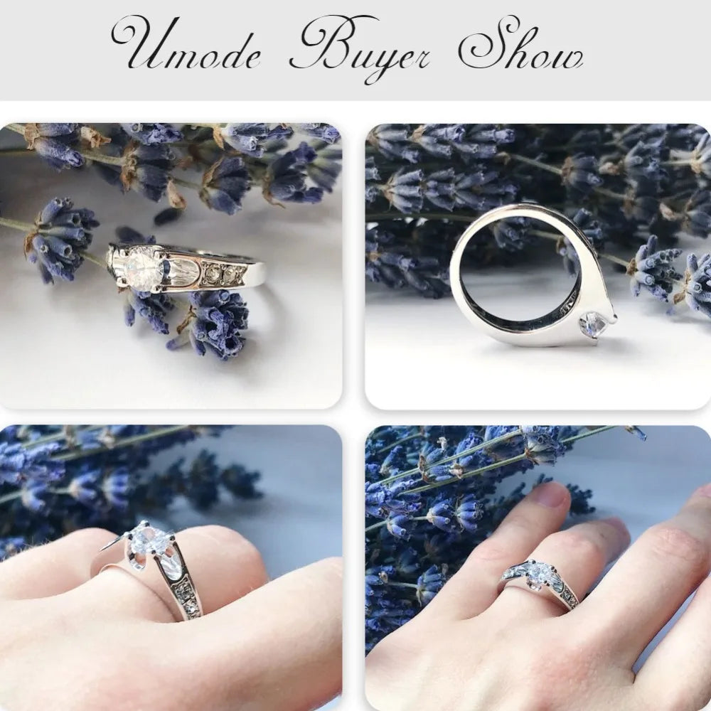 UMODE Rose Gold Color Mounting anel feminino aneis bijoux 0.5 ct Zirconia Engagement Jewelry Rings JR0064A