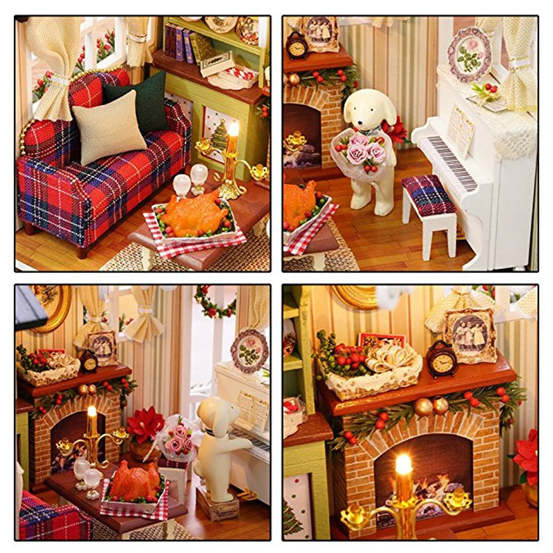 CUTEBEE Doll House Miniature DIY Dollhouse With Furnitures Wooden House Toys For Children Holiday Times Z009
