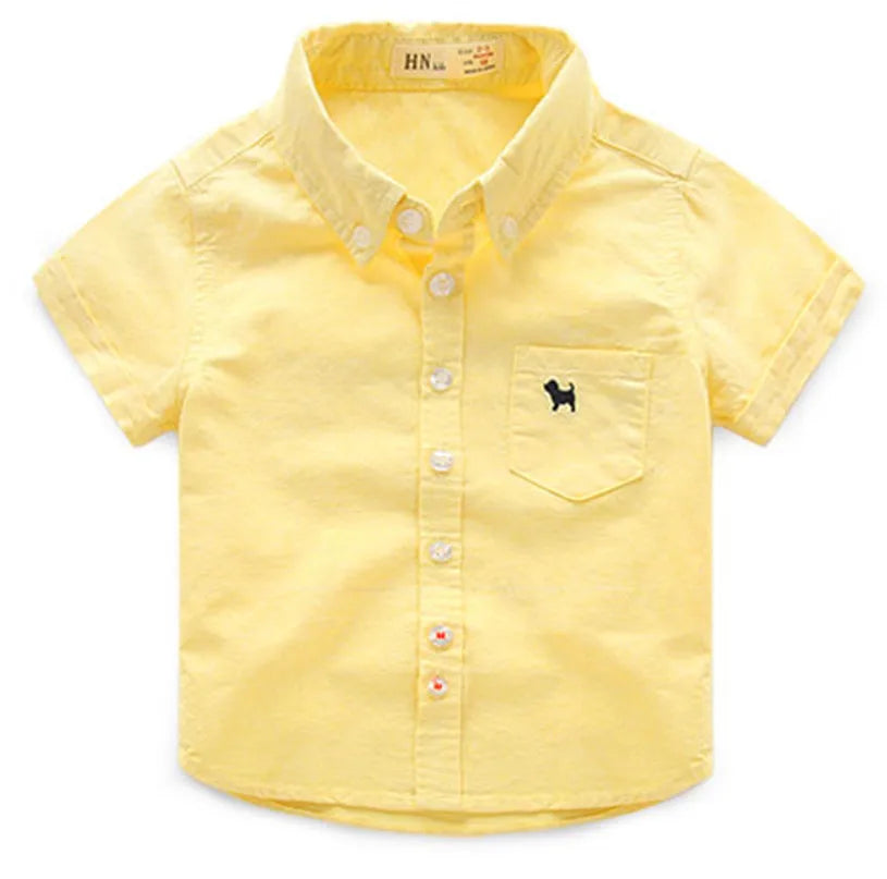 Hot Summer Children's Clothes Baby Boys Shirts Solid Short Sleeve Cotton Kids Shirts for Boys Girls Child Causal Shirt Top Gift