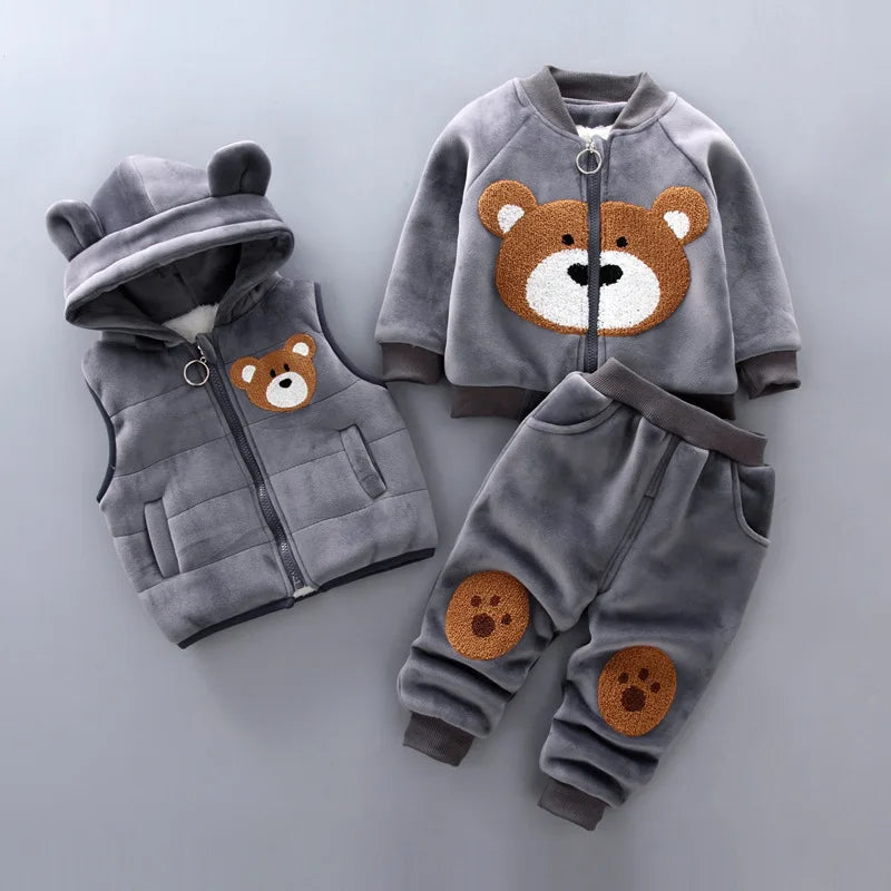 Winter Baby Boy Girl Clothes Christmas Child Clothing Suits Coat Pants 3 pcs Cotton Suits Children Clothing Sets Track suits