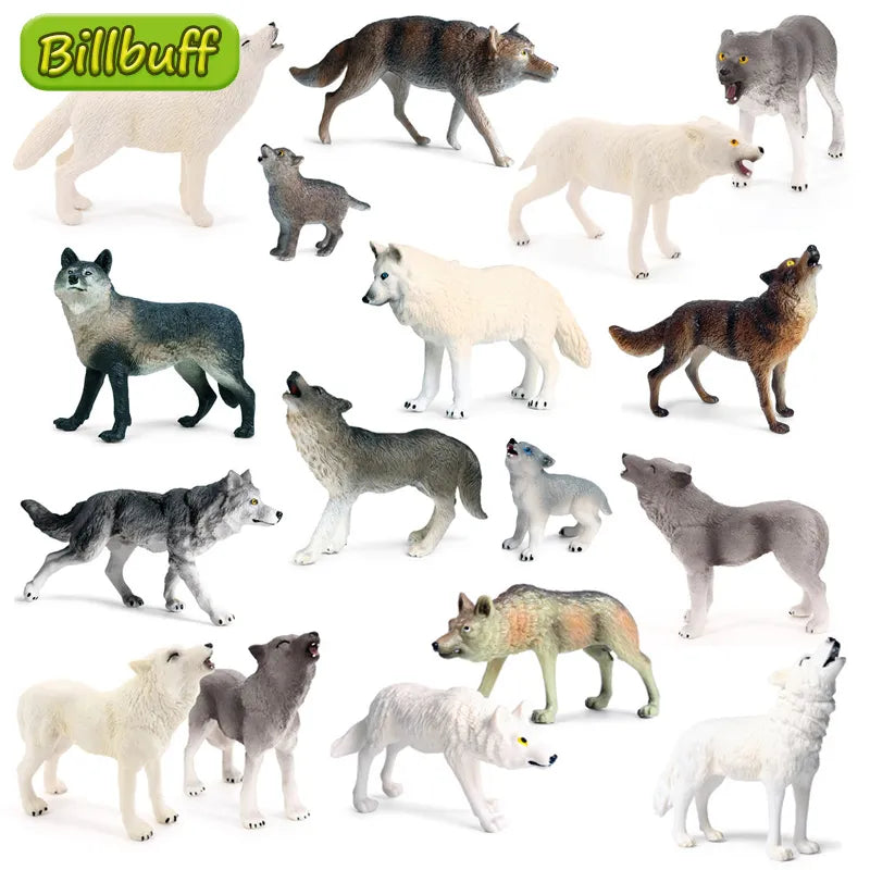 Simulation Solid Wild Forest Animal Model Green Wolf Big Bad Wolf White Wolf Figure Toy Educational Cognitive Toy Children Gifts