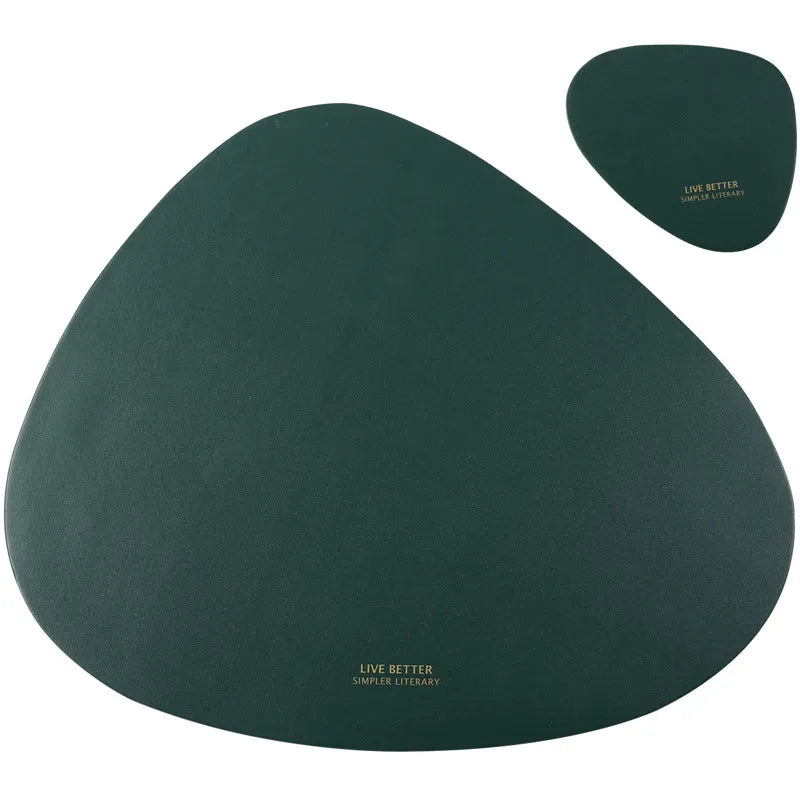 Tableware Pad Placemat Table Mat PU Leather Heat Insulation Non-Slip Simple Placemats Disc Coaster Placemat for Dining Table