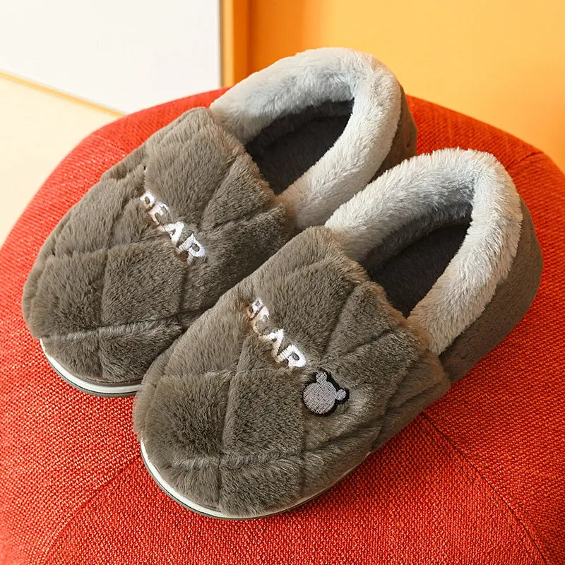 New Men Slippers Big Size Winter Warm Plush Indoor Slides Women Soft Thick Bottom Non-Slip Comfort Shoes Furry Bedroom Shoes