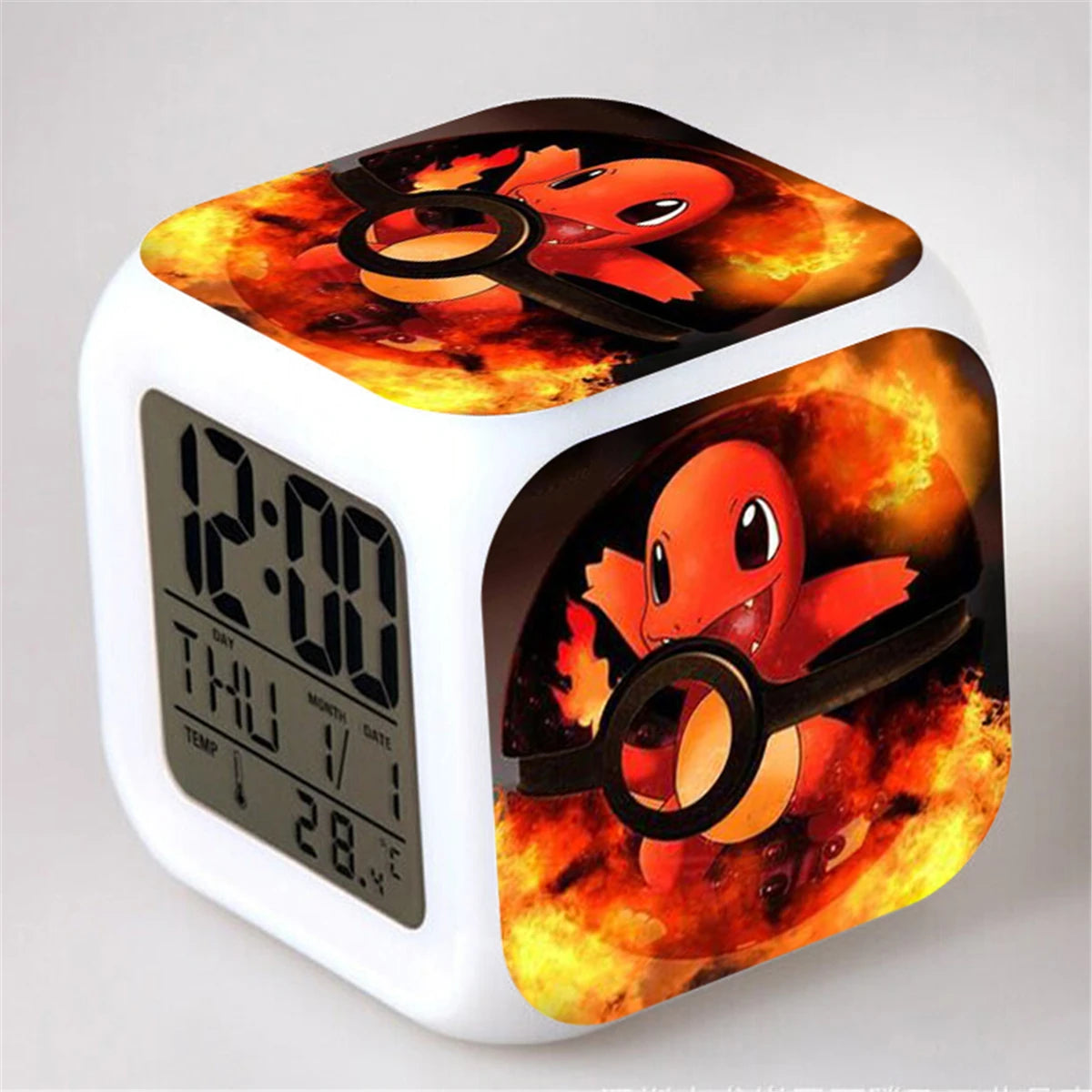 Cartoon Pokemon Clocks Dragonite Blastoise Butterfree Vulpix Flareon Lapras Gyarados Voltorb Mew Alarm Clock Figure Toys Doll