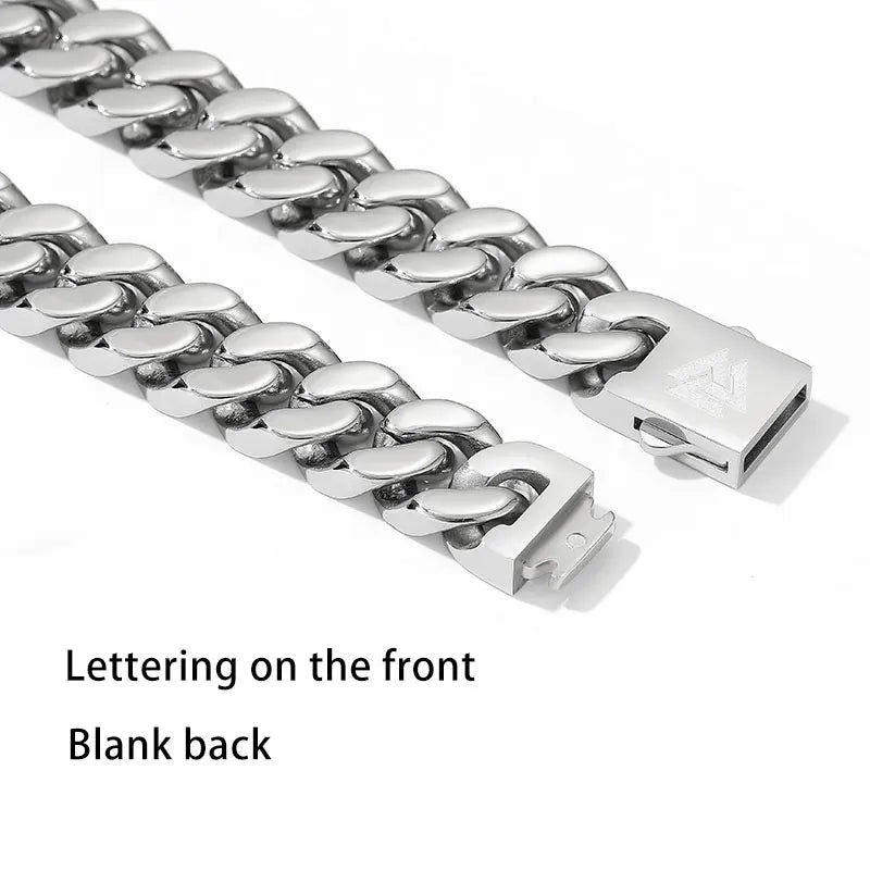 Hip Hop Cuban Chain Cast Men's Necklace Stainless Steel Fine Polished Chain Four Sides Cut Boyfriend Couple Gift Wholesale
