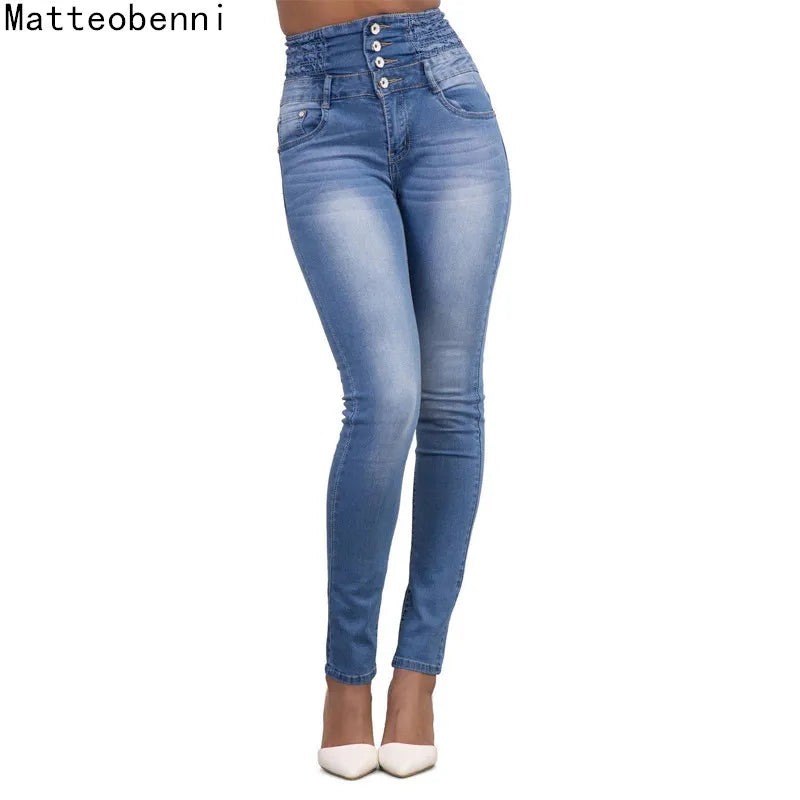 Women Black Jeans Push Up Pencil Denim Pants Ladies Vintage High Waist Casual Stretch Skinny Mom Jean Slim Femme