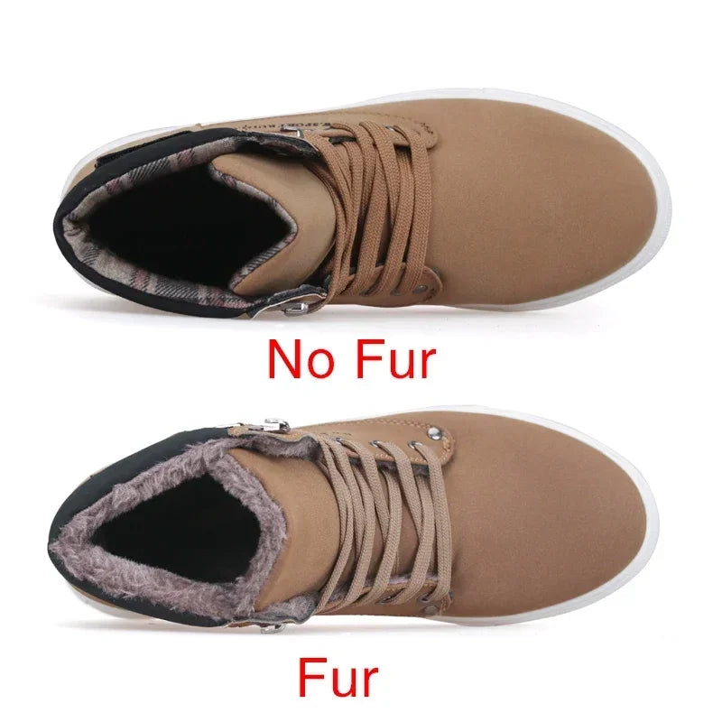 DEKABR Men Shoes Fashion Warm Fur Winter Men Boots Autumn Leather Footwear New Comfortable Canvas Casual Shoes For Men