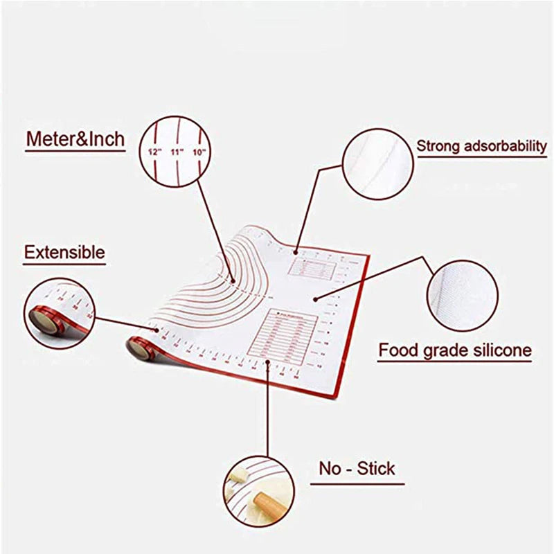 Silicone Baking Mat Non-Stick Baking Sheet Rolling Kneading Dough Mat Cookie Macaron Maker Pastry Cooking Tools Kitchen Gadgets
